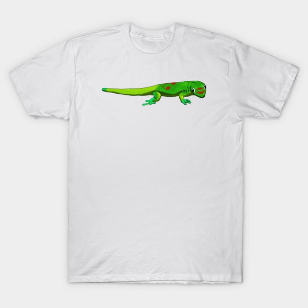 Drawing - gold dust day gecko T-Shirt by Modern Medieval Design